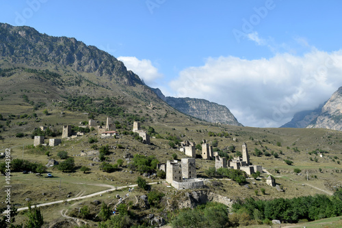 ancient towers, tower complexes in the Caucasus mountains in Ingushetia