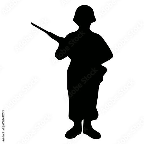 silhouette of soldier holding weapon