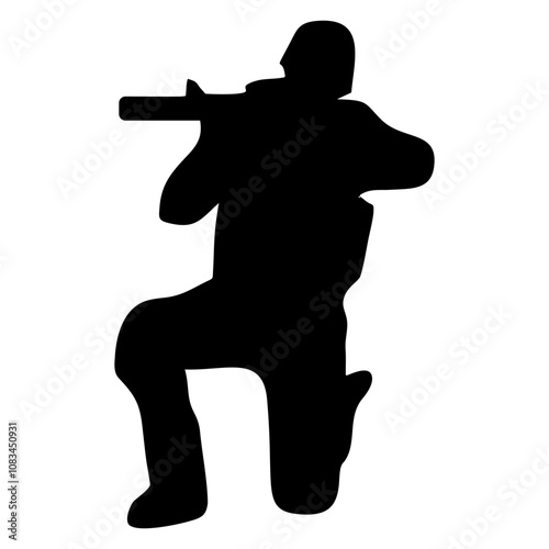 silhouette of soldier holding weapon