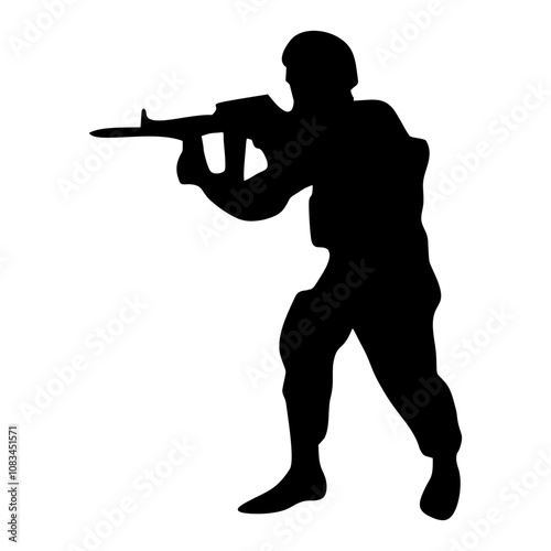 silhouette of soldier holding weapon