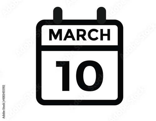 March 10 calendar icon Date Month calendar icon vector illustration
