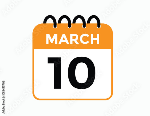 March 10 calendar icon Date Month calendar icon vector illustration
