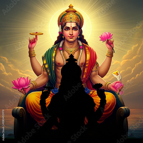 A depiction of Lord Vishnu ...