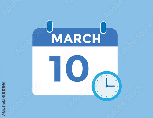 March 10 calendar icon Date Month calendar icon vector illustration
