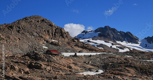 Sealy Range and Mueller Hut, New Zealand. photo