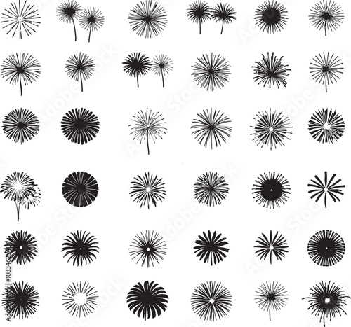 Wallpaper Mural Set of firework icon black and white Torontodigital.ca