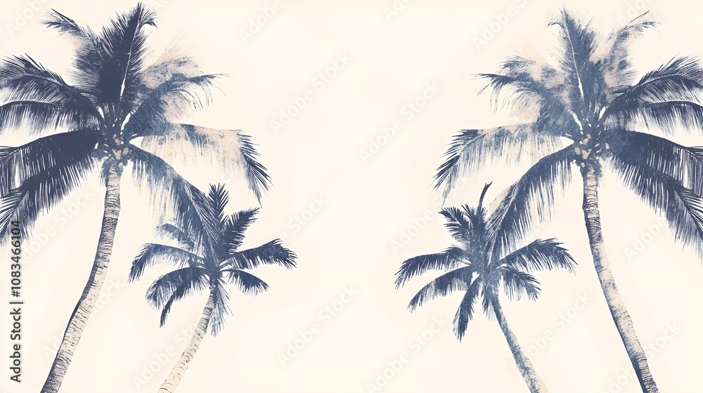 Fototapeta premium Indigo and beige of art palm tree.