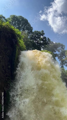 Majestic Sulfur Waterfall at Blawan photo