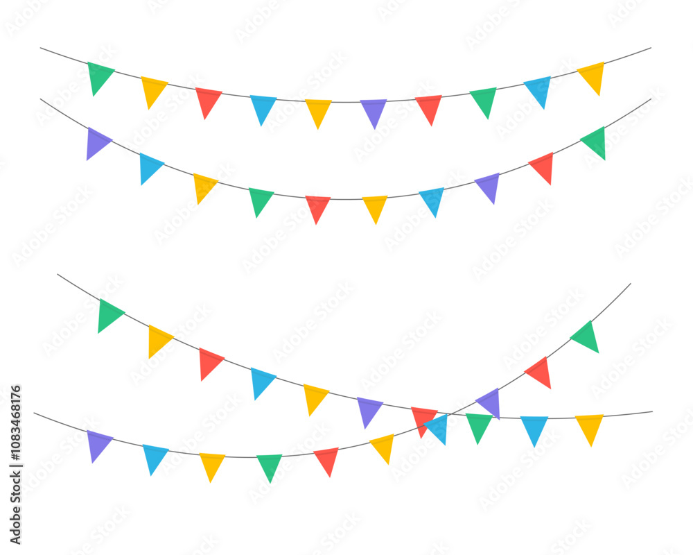 Obraz premium Colorful Bunting Flags for Festive Decoration
