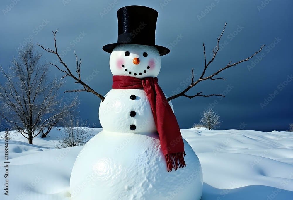 Obraz premium snowman winter scene 