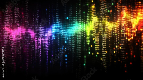 Wallpaper Mural Vibrant Abstract Visualization of Digital Data Flow with Colorful Binary Patterns and Light Effects for Technology and Music Themes Torontodigital.ca
