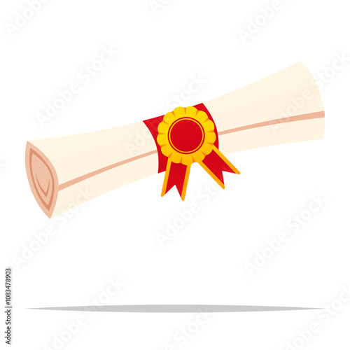 Rolled up diploma vector isolated illustration