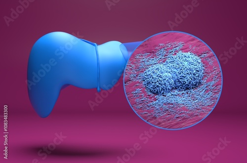 Liver cancer - isometric view 3d illustration photo