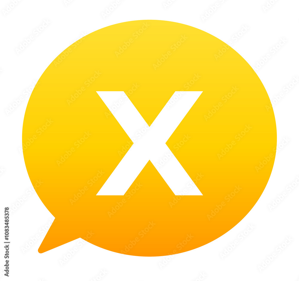 Obraz premium 黄色のグラデーション｜Xアイコンと吹き出し