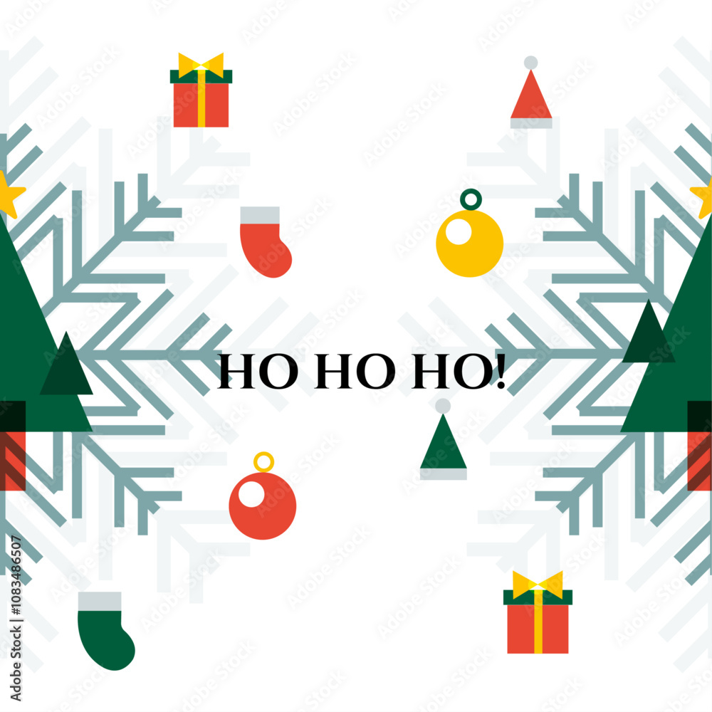 Naklejka premium Festive Christmas Card with Christmas Elemen Decoration