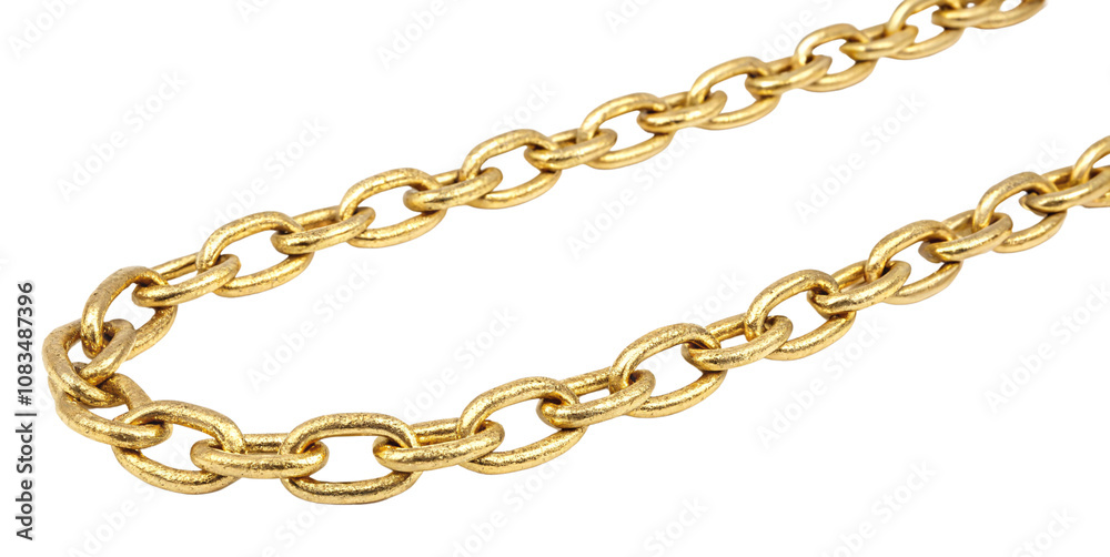 Obraz premium A shiny, textured gold chain featuring bold oval links, emphasizing elegance and luxury, set against a transparent background