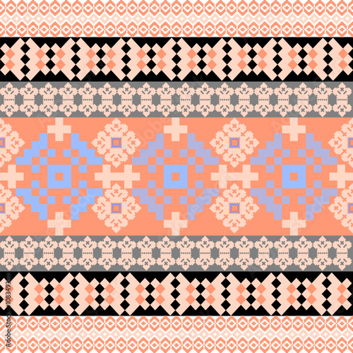 Art Abstract with Pixel Art Designs. Traditional Cross Stitch needlework. Geometric Ethnic Pattern, Embroidery, Textile Ornamental, Fabric, Hand Stitch Pattern, Cultural Stitching Pixel Art
