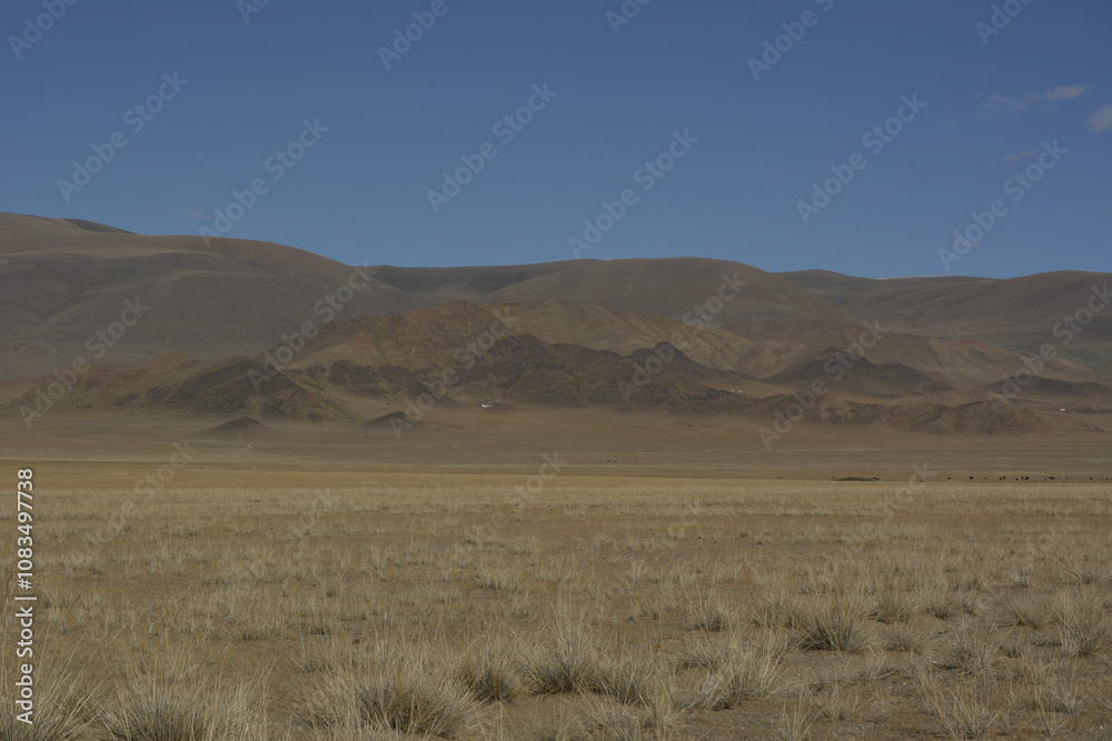 Fototapeta premium Mountains, beautiful steppes and nature in western Mongolia, Bayan Olgii province.