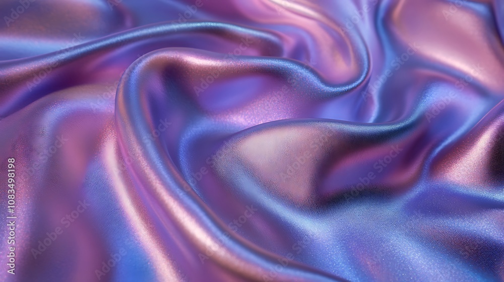 Fototapeta premium Close up of an iridescent purple and pink fabric, Beautiful silky fabric abstract background