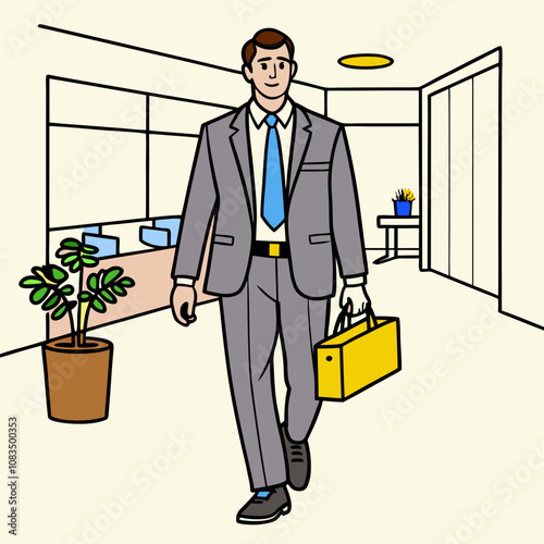 Businessman in a Suit Carrying a Briefcase, Embodying Professionalism and Corporate Success