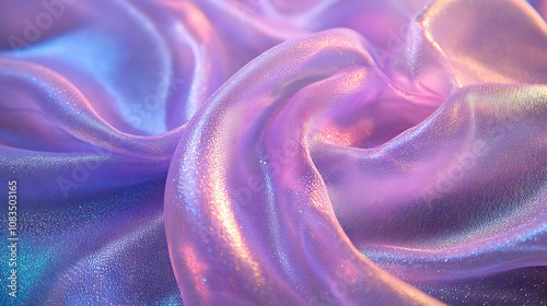 Close up of an iridescent purple and pink fabric, Beautiful silky fabric abstract background photo