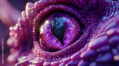 Close-up of a Purple Dragon Eye 3D Illustration