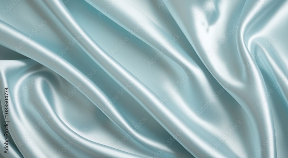 Obraz premium Luxury silk fabric with wrinkles background in light blue shine for wedding, fashion themes and concepts. 