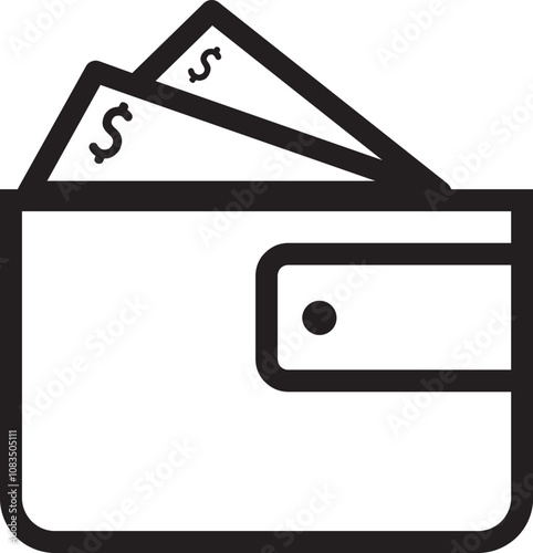 wallet icon outline vector for web or mobile 