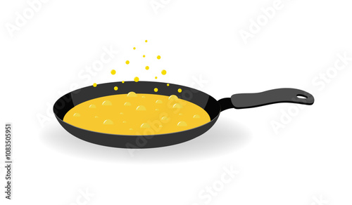 Frying pan with butter isolated. Kitchen utensils for cooking food