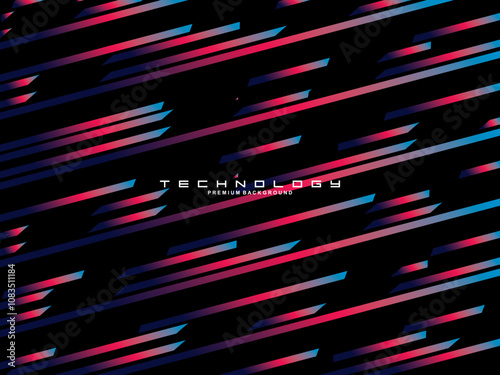Tech Fashion Print Design with Neon Lines and Lines. Futuristic Background. Bright Stripes on Dark Background suitable for textiles, fabrics, digital technology, websites, etc.