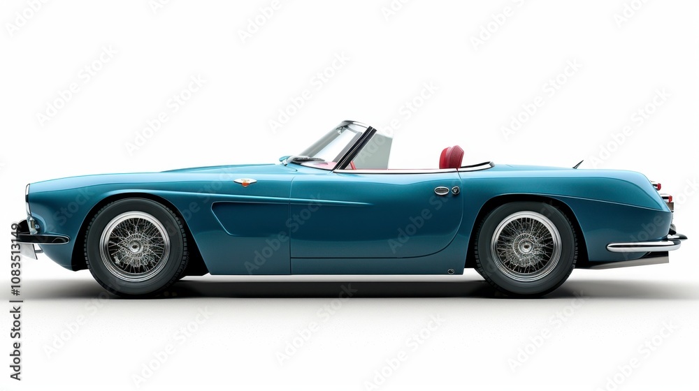 Obraz premium A car with an open convertible top, sporty and sleek, isolated on white background
