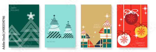 Festive Christmas Cards Featuring Modern Art Design