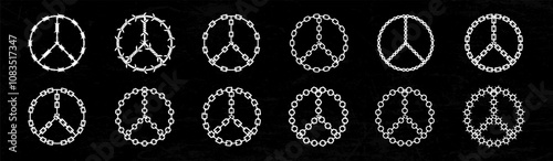 peace symbol with chain pattern templates