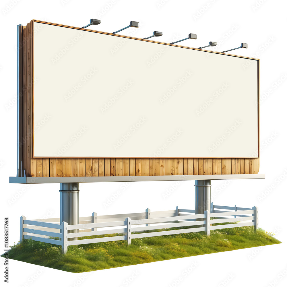 Obraz premium countryside empty billboard 3d outdoor advertising isolated on a transparent background