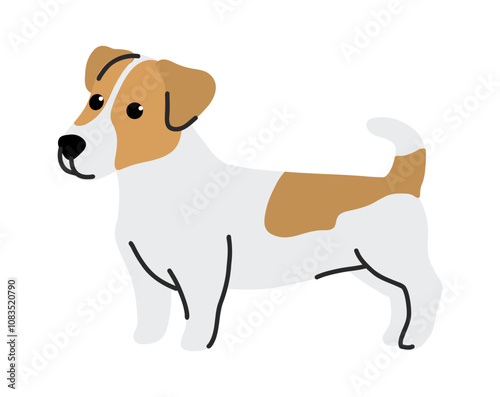 Vector illustration of a cute Jack Russell Terrier, perfect for pet-themed designs, children's products, posters, stickers, and modern branding projects.