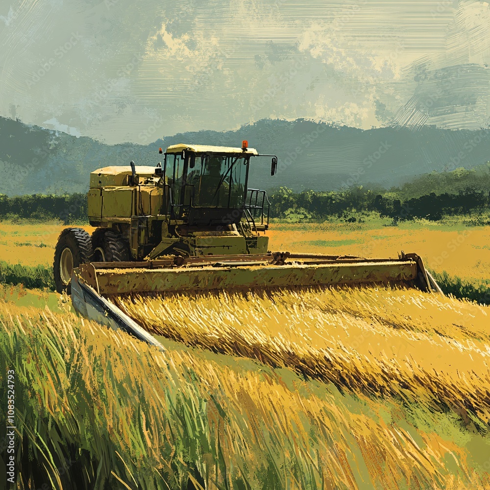 Fototapeta premium combine harvester on field