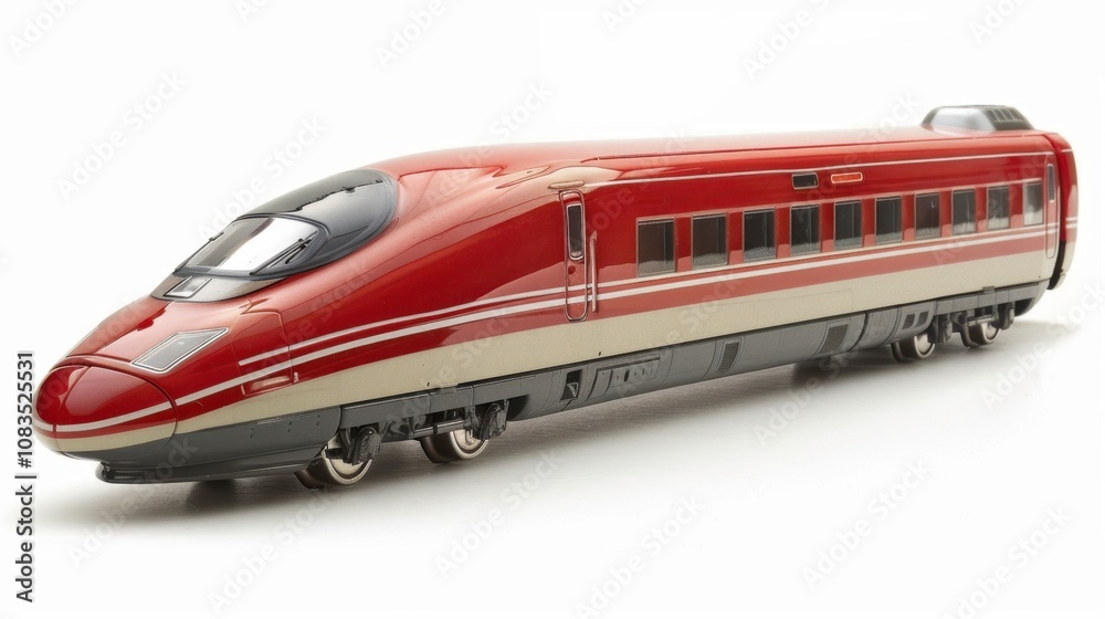 Fototapeta premium A sleek bullet train model, designed for high-speed travel, isolated on a white background