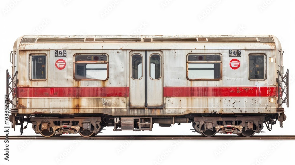 Fototapeta premium A subway train carriage, isolated on a white background