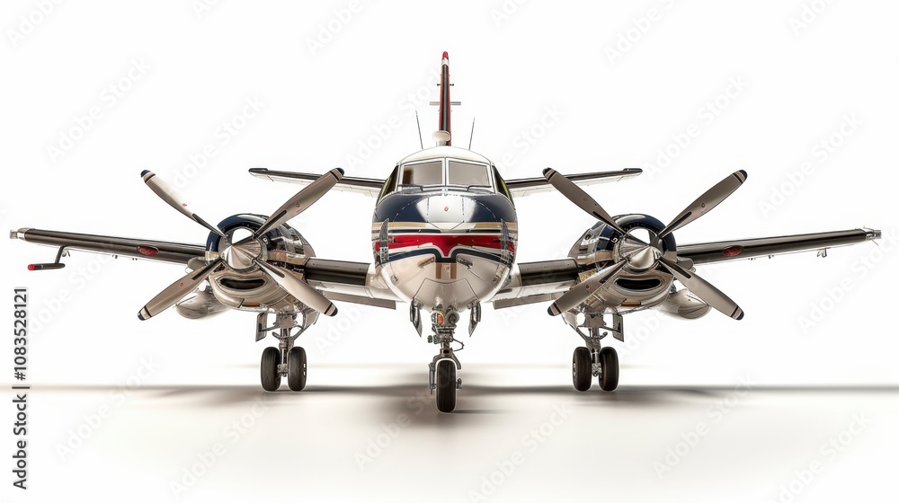 Fototapeta premium A taxiing airplane with landing gear extended, isolated on a white background