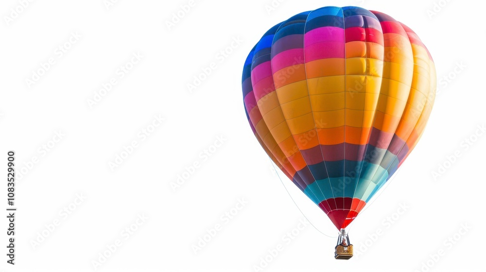 Fototapeta premium A traditional hot air balloon with colorful panels, isolated on white background