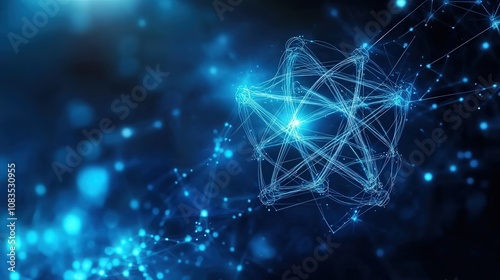 Digital network visualization with glowing nodes and lines in a futuristic style. photo