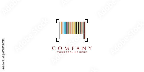 Full collor barcode logo design with unique concept premium vector