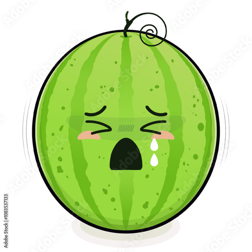 watermelon crying face cartoon cute