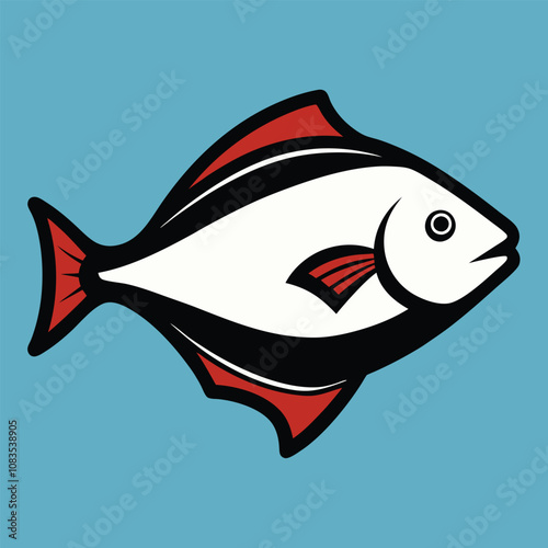 Solid color halibut animal vector design