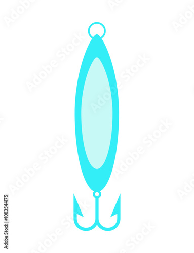 Fishing spoon. Fishing spoon of blue color for catching live fish at different times of the year. Winter fishing spoon.