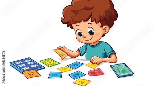 a 2D cartoon illustration of a child practicing the alphabet with a workbook, educational and fun, white background--ar 16:9 photo