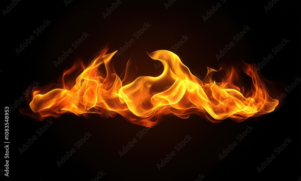 Fototapeta premium Fiery flames on a black background
