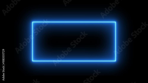 glowing neon box rectangle fliker animation.. photo