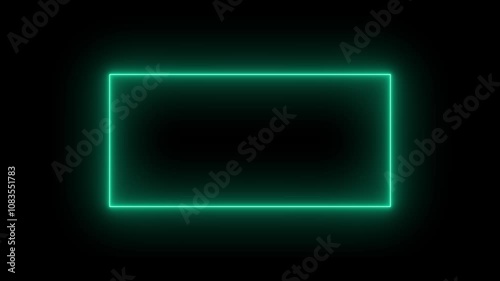 glowing neon box rectangle fliker animation.. photo