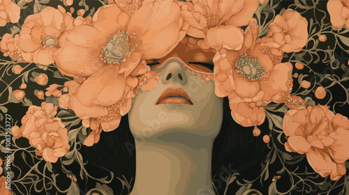 illustration  of a woman flower